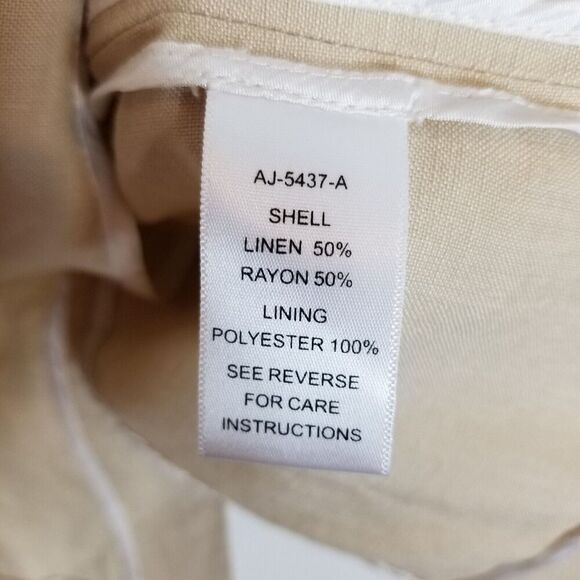 aryn K. Women Linen Blend Blazer Jacket Sz L Beige Lightweight Button Up Preppy - Picture 7 of 7